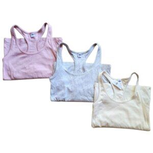 🌿Bundle of 3 Rib-Knit Shelf-Bra Pajama Tank Tops [M]🌿